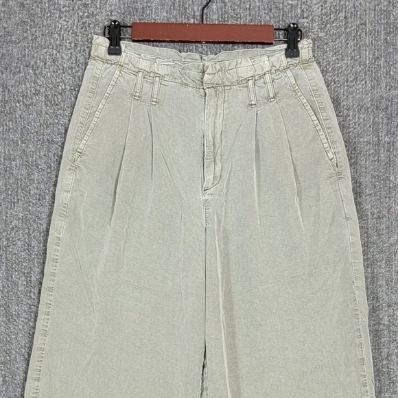 American Eagle Pants Womens 6 Green High Waist Wide Leg Paper Bag Crop - Picture 2 of 12